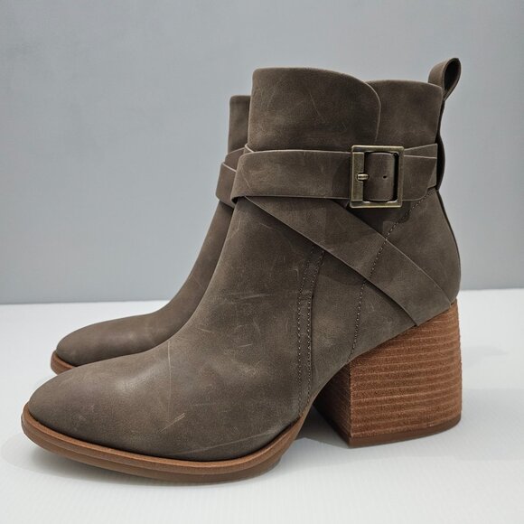 NEW Korks Kork Ease Shyla Ankle Boot Womens Size 9 Taupe Block Heel Buckle Strap - Picture 14 of 14